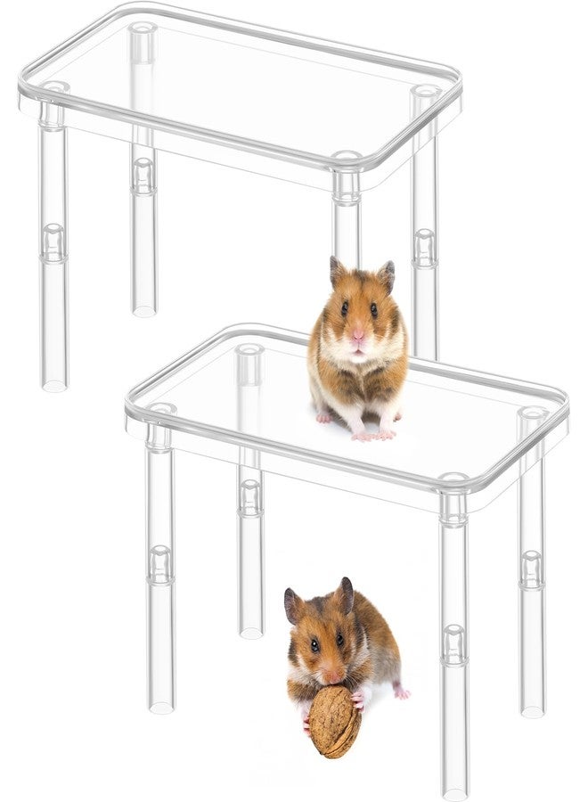 Ripeng 2 Sets Hamster Platform Cage Accessories Small Pets Plastic Transparent Play Stand for Gerbils Dwarf Syrian Hamsters Mice Chinchilla Parrot Bird Small Animals - Image 1